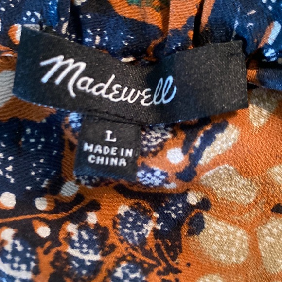 Madewell Silk Cold Shoulder Tie Tassel Straps Sea Floral Crop Top - M - Picture 13 of 15